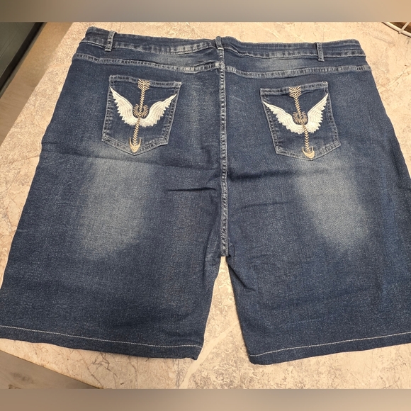 Womens High Rise Plus Size Embroidered Denim Shorts Size 6X New - Picture 5 of 10